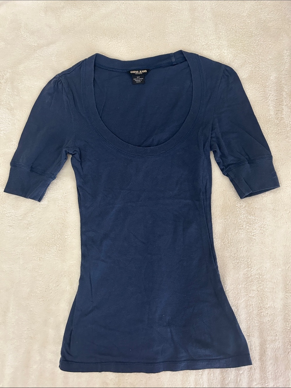 Guess Navy Short Sleeve Scoop Neck Tee